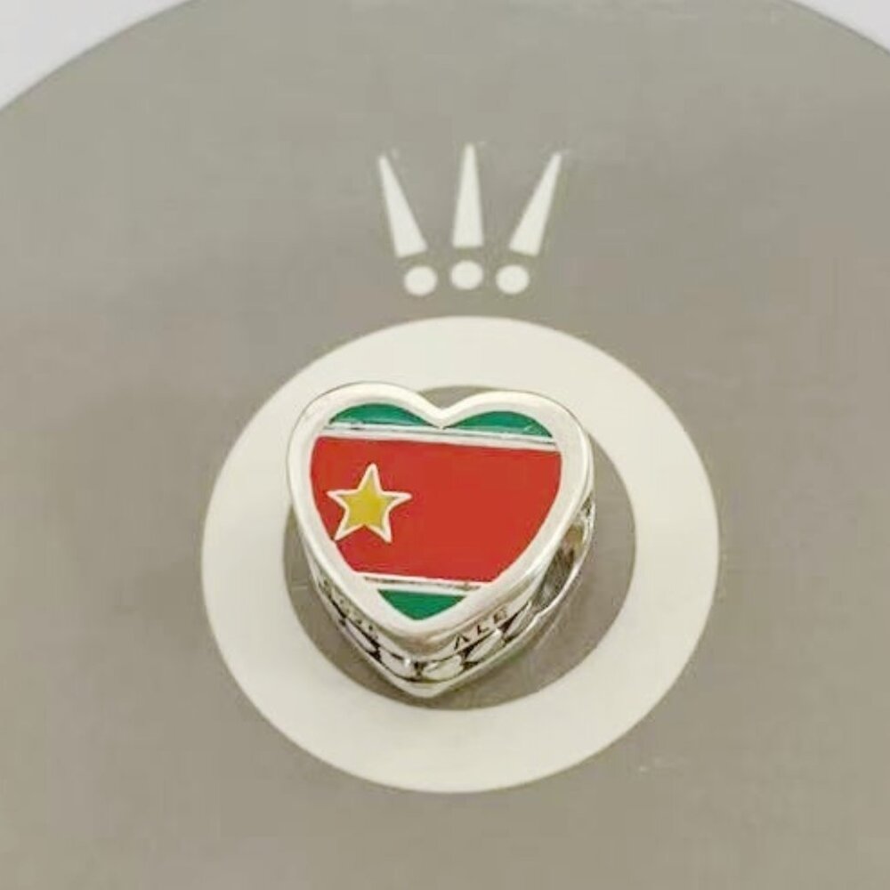 Pandora Guadeloupe Flag Exclusive Heart Charm Bead